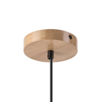 Závesné svietidlo Harmony, Ø 14 cm, biela/dub, sklo/drevo