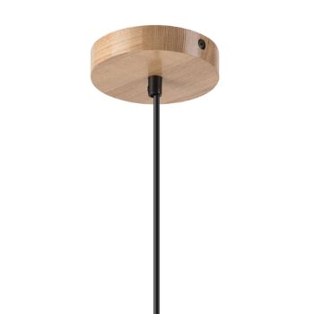 Závesné svietidlo Harmony, Ø 20 cm, opálové sklo, dubové drevo, E27