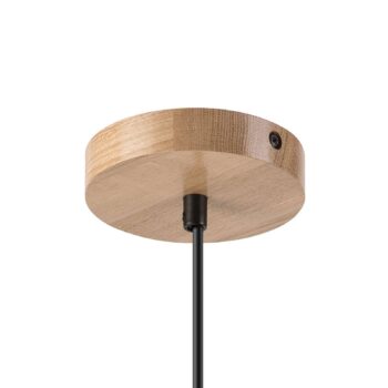 Závesné svietidlo Harmony, Ø 25 cm, biela/dub, sklo/drevo