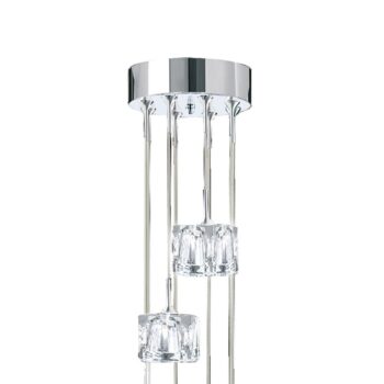 Závesné svietidlo Ice Cube LED, 8 svetiel, chróm, krištáľové sklo