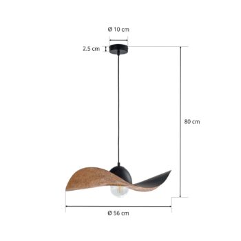 Závesné svietidlo Jil, tienidlo na lampu zakrivené, čierne/meď