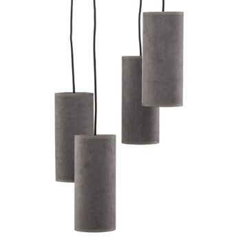 Závesné svietidlo Joni, textil, 4-pl. okrúhle, šedá-zlatá