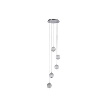 Závesné svietidlo LED Allure, chróm, okrúhle, 5 svetiel