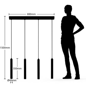 Závesné svietidlo LED Arcchio Kammeron, čierna farba, kov, 80 cm