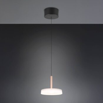 Závesné svietidlo LED Celeste, biela/hnedá, Ø 22 cm, sklo, stmievateľné