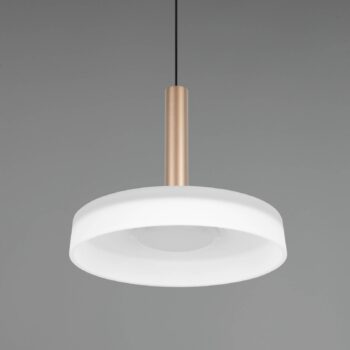 Závesné svietidlo LED Celeste, biela/hnedá, Ø 22 cm, sklo, stmievateľné
