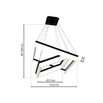 Závesné svietidlo LED Nero, plastové, čierne, dvojsvetelné, 80 W