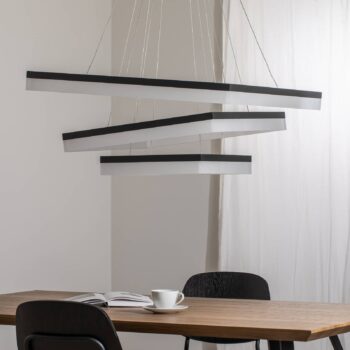 Závesné svietidlo LED Nero, plastové, čierne, s tromi žiarovkami, 140 W