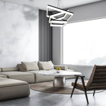 Závesné svietidlo LED Nero, plastové, čierne, s tromi žiarovkami, 140 W