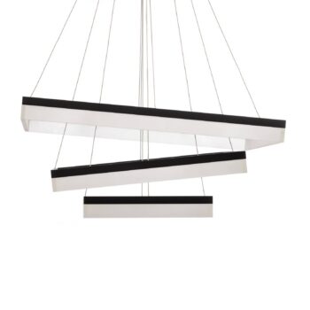 Závesné svietidlo LED Nero, plastové, čierne, s tromi žiarovkami, 140 W