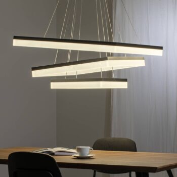 Závesné svietidlo LED Nero, plastové, čierne, s tromi žiarovkami, 140 W