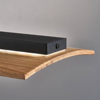 Závesné svietidlo LED Shine-Wood, dub/čierna, 125 cm, CCT
