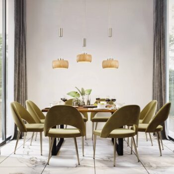 Závesné svietidlo LED Shine-Wood, dub/nikel, dĺžka 100 cm 3 svetlá.