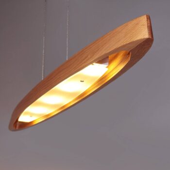 Závesné svietidlo LED Shine-Wood, dubové drevo/nikel, 106 cm, CCT