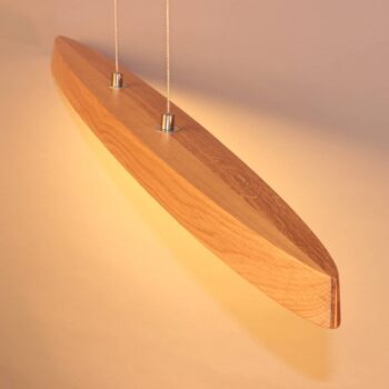 Závesné svietidlo LED Shine-Wood, dubové drevo/nikel, 106 cm, CCT
