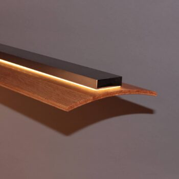 Závesné svietidlo LED Shine-Wood, dubové drevo/nikel, 125 cm, CCT