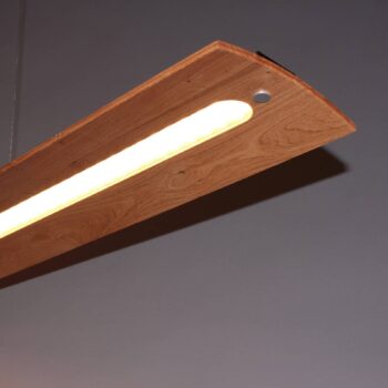 Závesné svietidlo LED Shine-Wood, dubové drevo/nikel, 125 cm, CCT