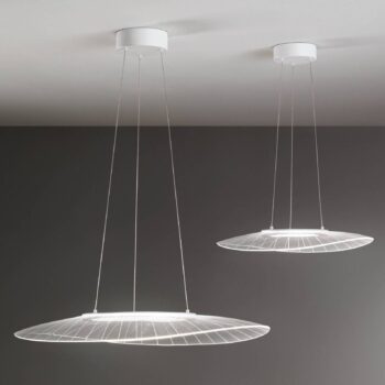 Závesné svietidlo LED Vela, biele, oválne, 59 cm x 43 cm
