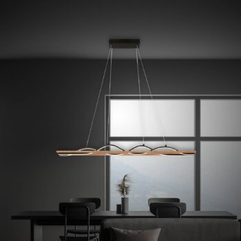 Závesné svietidlo LED Vinka, 2 svetlá, dĺžka 98 cm, farba dreva