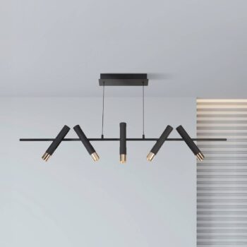 Závesné svietidlo LED s cylindrom, čierna/oslnená farba, kov, dĺžka 120 cm