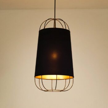 Závesné svietidlo Lantern small, textil, kov, čierne