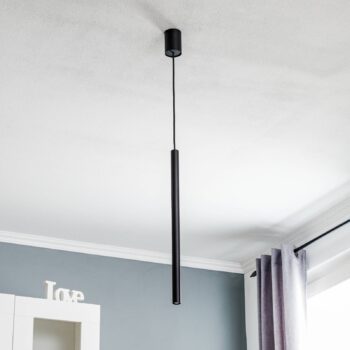 Závesné svietidlo Laser, 1-plameňové, čierne, tienidlo na lampu 49cm