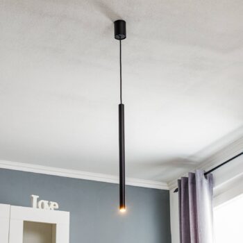 Závesné svietidlo Laser, 1-plameňové, čierne, tienidlo na lampu 49cm