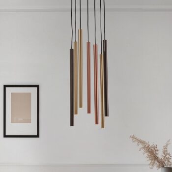 Závesné svietidlo Laser, 7-pl., Ø 30 cm, farebné, kov, G9