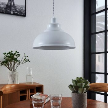 Závesné svietidlo Lindby Albertine, 29 cm, biele, kov