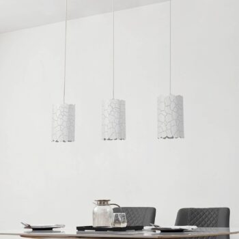 Závesné svietidlo Lindby Aralena, biele, 3 svetlá, dĺžka 92 cm