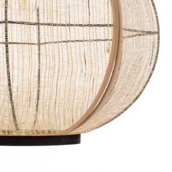 Závesné svietidlo Lindby Aurinil, farba dreva, ľan, Ø 48 cm, E27