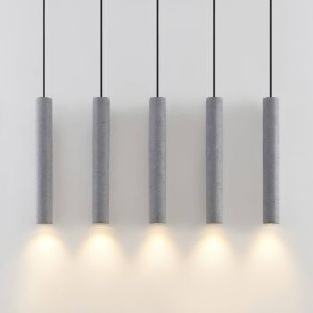 Závesné svietidlo Lindby Concretto, 100 cm, sivé, 5 svetiel, betón