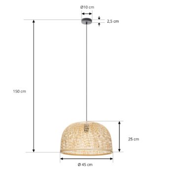 Závesné svietidlo Lindby Dabila, bambus, Ø 45 cm, E27