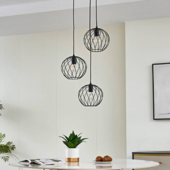Závesné svietidlo Lindby Danika, okrúhle, Ø 50 cm, čierne, kov