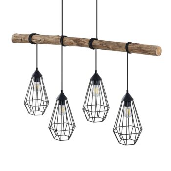 Závesné svietidlo Lindby Eldarion, 116 cm, 4 svetlá, drevo, E27