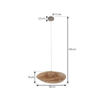 Závesné svietidlo Lindby Eleane, bambus, prírodné, Ø 50 cm