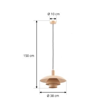 Závesné svietidlo Lindby Elorri, béžová farba, Ø 38 cm, kov