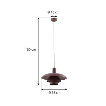 Závesné svietidlo Lindby Elorri, hnedá farba, kov, Ø 38 cm