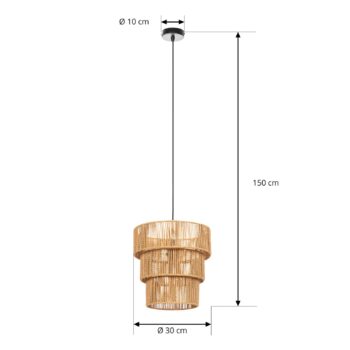 Závesné svietidlo Lindby Elvoria, tráva, Ø 30 cm, E27
