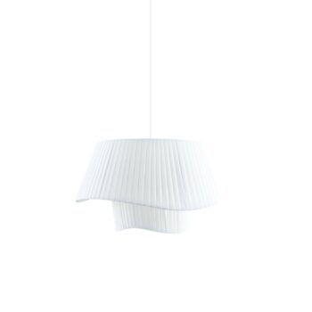 Závesné svietidlo Lindby Eryndor, biele, textil, Ø 47 cm, E27