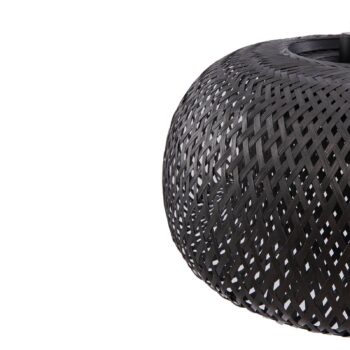 Závesné svietidlo Lindby Eskil, čierna farba, bambus, Ø 46,5 cm