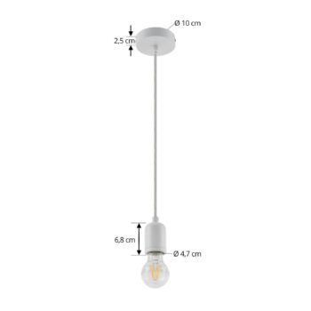 Závesné svietidlo Lindby Hattie, biele, Ø 4,7 cm, kov, E27