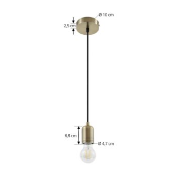 Závesné svietidlo Lindby Hattie, mosadz, Ø 4,7 cm, kov, E27