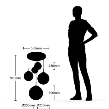 Závesné svietidlo Lindby Heleska, biele, sklo, 5 svetiel, Ø 50 cm