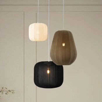 Závesné svietidlo Lindby Helin, 3 svetlá, čierna/biela/sivá, 60 cm