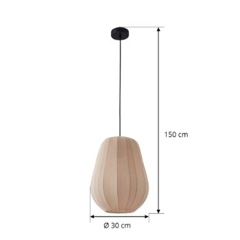Závesné svietidlo Lindby Helin, béžová farba, Ø 30 cm, látka
