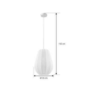 Závesné svietidlo Lindby Helin, biele, Ø 30 cm, látka