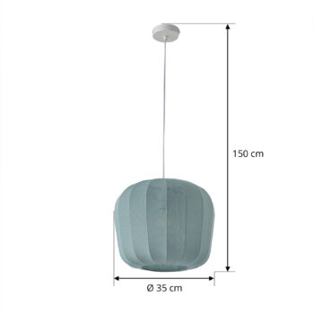 Závesné svietidlo Lindby Helin, modrá farba, Ø 35 cm, látka