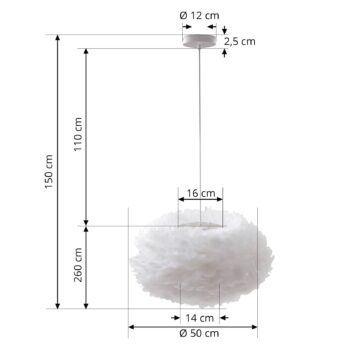 Závesné svietidlo Lindby Heven, Ø 50 cm, biele, plast, E27