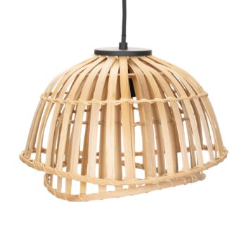 Závesné svietidlo Lindby Ilajus, Ø 30 cm, bambus, E27